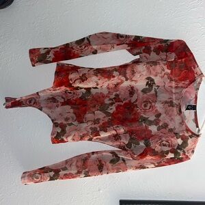 Sheer floral bodysuit